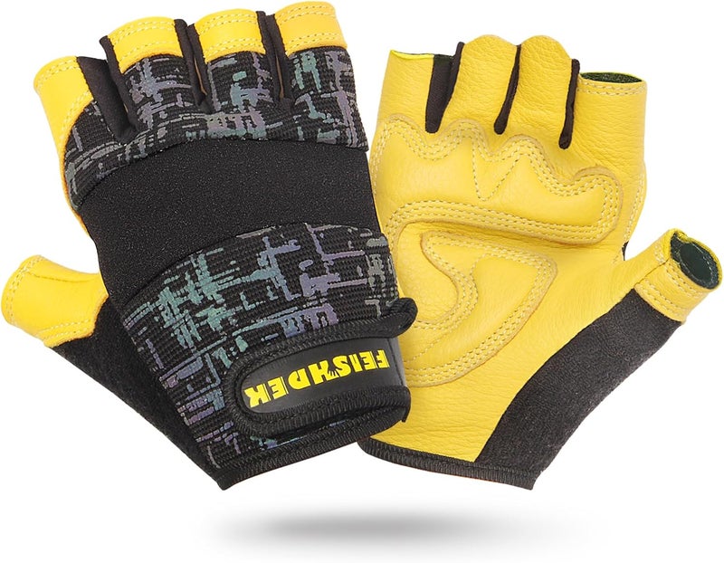 FEISHDEK Non Slip Fingerless Kids Bike Gloves for Children Cycling Riding Biking Sports Fishing Gloves with Adjustable Wrist (Black, Large) - Image 1
